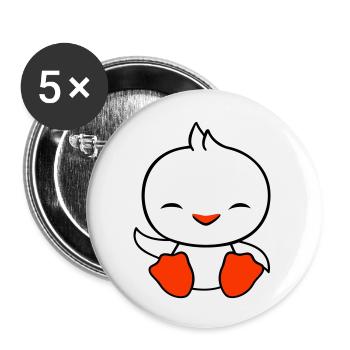 Ente sitzt freundlich glücklich Begrüßung Winken - Buttons groß 56 mm (5er Pack) - Weiß - Vorne