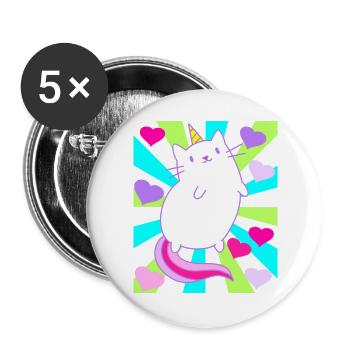 Licorne Licornes Chat Chat Rétro Enfants - Lot de 5 grands badges (56 mm) - blanc - Devant