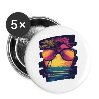 Sunglasses Summer Palm Trees - Buttons large 2.2''/56 mm (5-pack) - white - Front