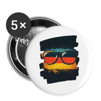 Sonnenbrille Deutschland Flagge - Buttons groß 56 mm (5er Pack) - Weiß - Vorne