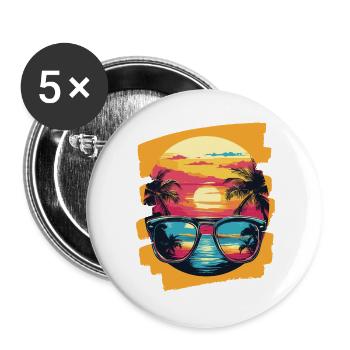 Sonnenbrille Sommer Palmen - Buttons groß 56 mm (5er Pack) - Weiß - Vorne