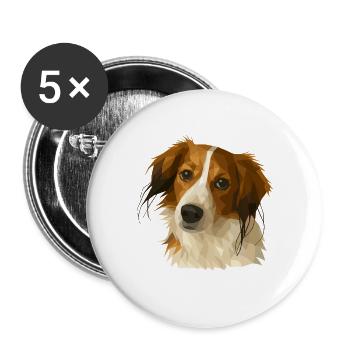 Kooikerhondje en style polygone - Lot de 5 grands badges (56 mm) - blanc - Devant