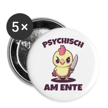 Psychisch am Ente süß - Buttons groß 56 mm (5er Pack) - Weiß - Vorne
