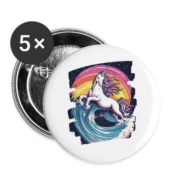 Licorne - Lot de 5 grands badges (56 mm) - blanc - Devant