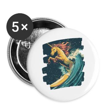 Licorne - Lot de 5 grands badges (56 mm) - blanc - Devant