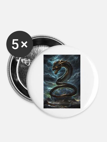 Basilisk Mythologie Mythos Geschenk - Buttons groß 56 mm (5er Pack) - Weiß