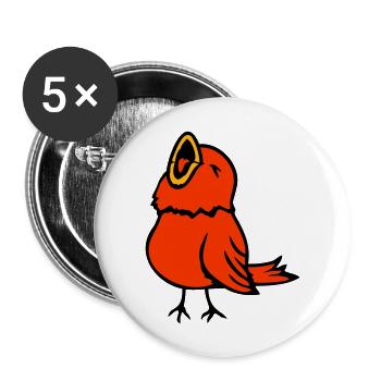 Wellensittich Singvogel Spatz Vogel zwitschert süß - Buttons groß 56 mm (5er Pack) - Weiß - Vorne