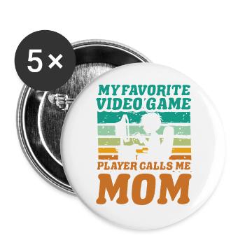 Mon joueur de jeux vidéo préféré m’appelle maman - Lot de 5 grands badges (56 mm) - blanc - Devant