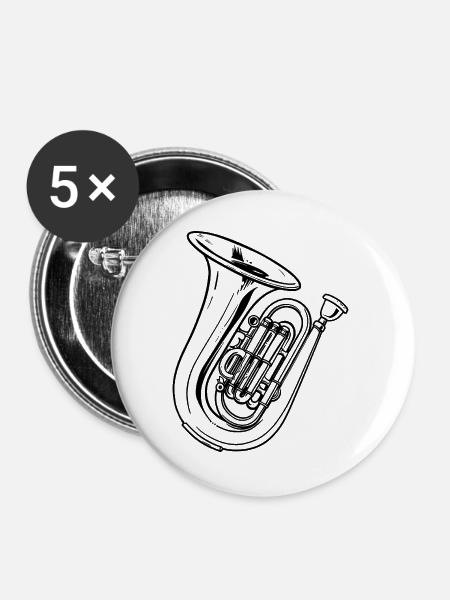 Tuba Skizze - Buttons groß 56 mm (5er Pack) - Weiß