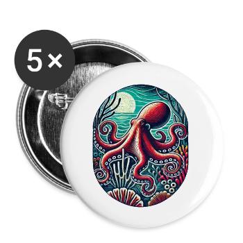 Octopus - Buttons large 2.2''/56 mm (5-pack) - white - Front