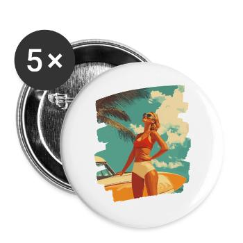 Summer Sun Retro - Buttons large 2.2''/56 mm (5-pack) - white - Front