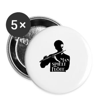 Man spielt Querflöte Musik für Flötisten - Buttons groß 56 mm (5er Pack) - Weiß - Vorne