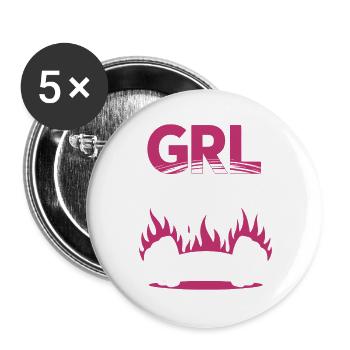 Femmes Pouvoir GRL PWR Fille Patriarcat Féminisme - Lot de 5 grands badges (56 mm) - blanc - Devant