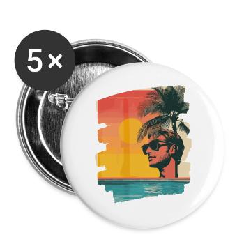 Summer Sun - Buttons large 2.2''/56 mm (5-pack) - white - Front