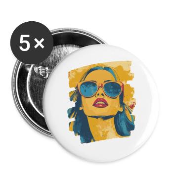 Soleil d’été Rétro - Lot de 5 grands badges (56 mm) - blanc - Devant