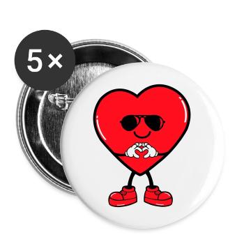 herz comic - Buttons groß 56 mm (5er Pack) - Weiß - Vorne