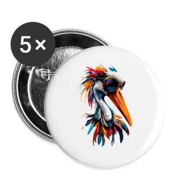 Amoureux des cigognes Cigognes blanches Cigognes géantes Cigognes - Lot de 5 grands badges (56 mm) - blanc - Devant