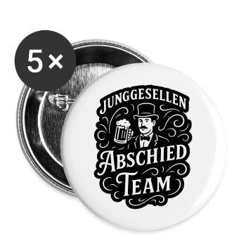 Junggesellen Team Lustig Jga Bier - Buttons groß 56 mm (5er Pack) - Weiß - Vorne