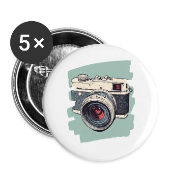 Appareil photo Appareil photo Photographe Femme Photographe - Lot de 5 grands badges (56 mm) - blanc - Devant