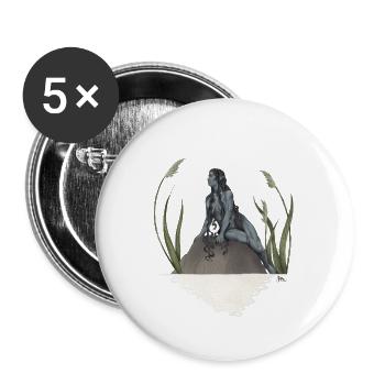 Nymphe in einem Teich - Buttons groß 56 mm (5er Pack) - Weiß - Vorne