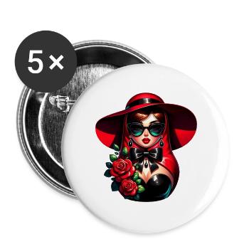 Russian Girl! Matryoshka Russian for Russians - Buttons large 2.2''/56 mm (5-pack) - white - Front