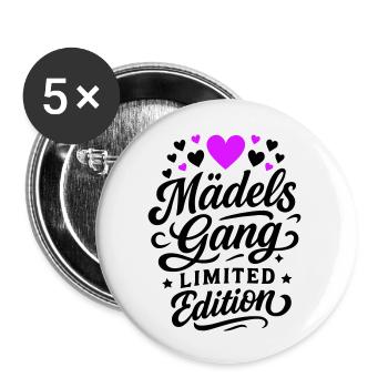 Mädels Gang Frauen Spruch - Buttons groß 56 mm (5er Pack) - Weiß - Vorne