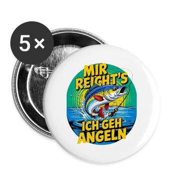 Mir reicht’s – Ich geh angeln! - Buttons groß 56 mm (5er Pack) - Weiß - Vorne