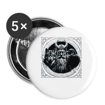 Odin Wikinger Valhalla Vikinger Hammer Thor Odin - Buttons groß 56 mm (5er Pack) - Weiß - Vorne