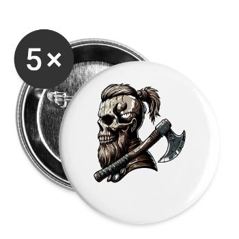 Odin Wikinger Valhalla Vikinger Hammer Thor Odin - Buttons groß 56 mm (5er Pack) - Weiß - Vorne