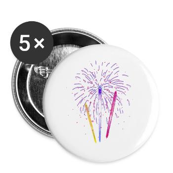 Colorful fireworks – color explosion for New Year's Eve - Buttons large 2.2''/56 mm (5-pack) - white - Front