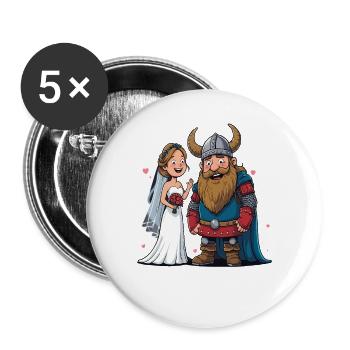 Odin Wikinger Valhalla Vikinger Hammer Thor Odin - Buttons groß 56 mm (5er Pack) - Weiß - Vorne