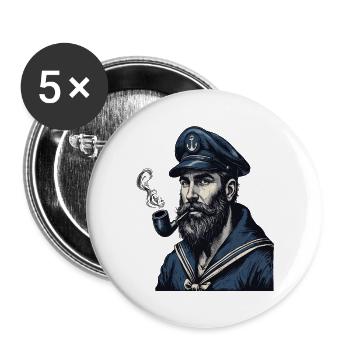 Capitaine Hambourg St Pauli Crâne de la ville hanséatique - Lot de 5 grands badges (56 mm) - blanc - Devant