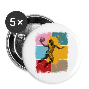 Basketball Basketballer Spieler Fan Vintage Retro - Buttons groß 56 mm (5er Pack) - Weiß - Vorne