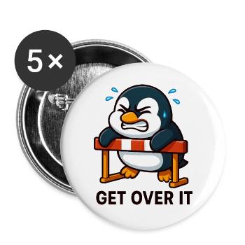 Penguin Hurdles Hurdler Overcome It - Buttons large 2.2''/56 mm (5-pack) - white - Front