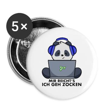 Panda Gamer - Mir reicht‘s ich geh zocken - Buttons groß 56 mm (5er Pack) - Weiß - Vorne