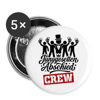 Junggesellen Abschied Crew Jga Lustig - Buttons groß 56 mm (5er Pack) - Weiß - Vorne
