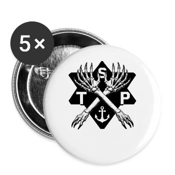 St.Pauli Kiez Hamburg Totenkopf Sankt Pauli - Buttons large 2.2''/56 mm (5-pack) - white - Front