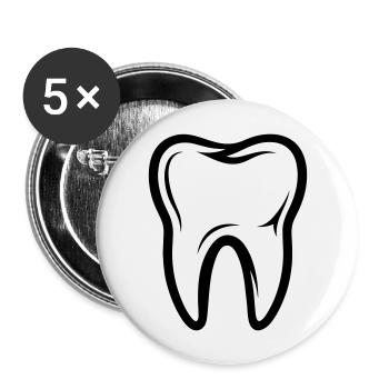 Zahn Symbol - Buttons groß 56 mm (5er Pack) - Weiß - Vorne
