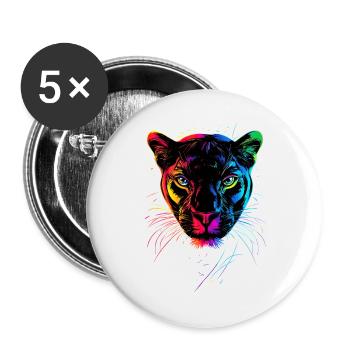 Panther Leopard Big Cat Cute Big Cat Panter - Buttons large 2.2''/56 mm (5-pack) - white - Front