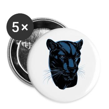 Panther Leopard Raubkatze Süße Großkatze Panter - Buttons groß 56 mm (5er Pack) - Weiß - Vorne