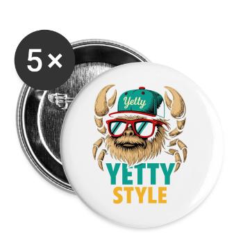 Graphisme Yeti Style Yetty - Lot de 5 grands badges (56 mm) - blanc - Devant