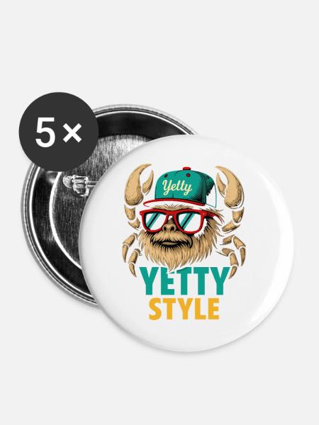 Yetty Style Yeti Graphic - Buttons large 2.2''/56 mm (5-pack) - white