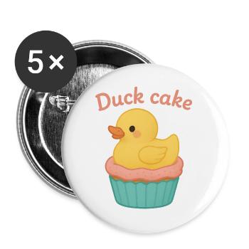 Duck Cake – Süses Entchen auf Cupcake Design mit H - Buttons groß 56 mm (5er Pack) - Weiß - Vorne