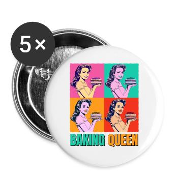 Baking Cake Baking Queen Baking Fairy Baker Pop Art - Buttons large 2.2''/56 mm (5-pack) - white - Front