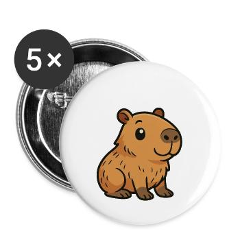 Süßes Cartoon Capybara, süß und chillig - Buttons groß 56 mm (5er Pack) - Weiß - Vorne