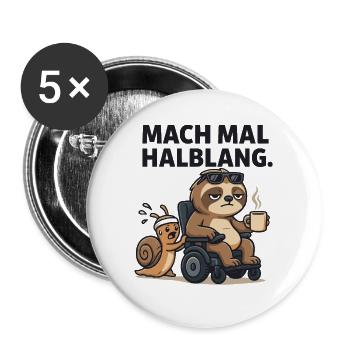 Faultier und Schnecke Kaffee Pause Humor Lustig - Buttons groß 56 mm (5er Pack) - Weiß - Vorne