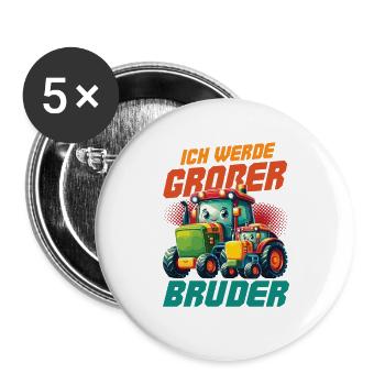 Nachwuchs Verkünden | Ich Werde Großer Bruder 2027 - Buttons groß 56 mm (5er Pack) - Weiß - Vorne