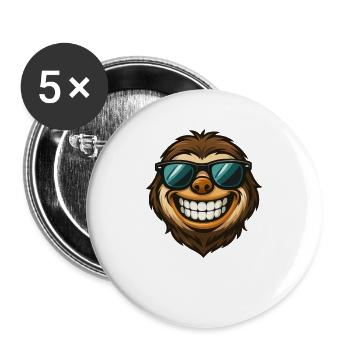 Fat Sloth with Sunglasses Summer Happy - Buttons large 2.2''/56 mm (5-pack) - white - Front