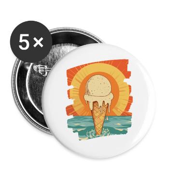 cream and cream scoop summer sunset - Buttons large 2.2''/56 mm (5-pack) - white - Front