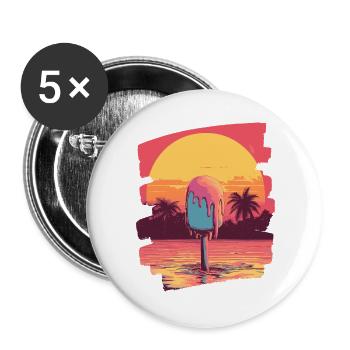 cream and cream scoop summer sunset - Buttons large 2.2''/56 mm (5-pack) - white - Front